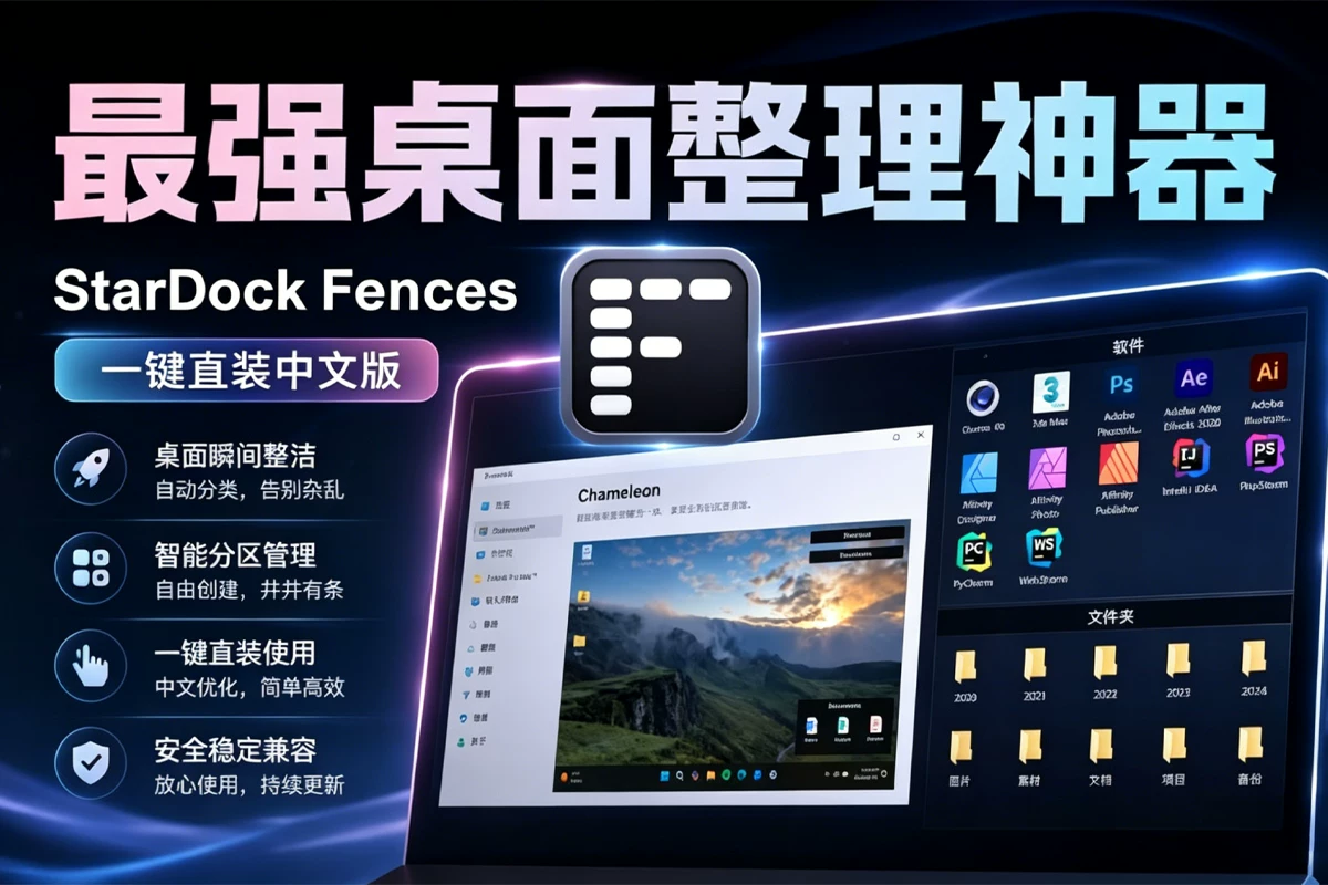 最强桌面整理神器StarDock Fences 6.46 一键直装中文版|星途资源网